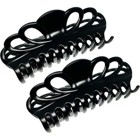 Ekstra Store Hårklemmer, Skridsikre Stærke Styling Hårklemmer, Franske Håraccessories, 14,7 cm Længde (Sort x 2)