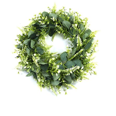 Grønne kranser til inngangsdøren Kunstig eukalyptuskrans 16 tommer Vår sommer dørkrans for vegg hjemmeinnredning