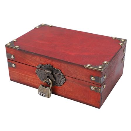 Vintage-stil treskiste i tre med legering, solid, holdbar, bred applikasjon, vintage smykkeskrin for oppbevaring