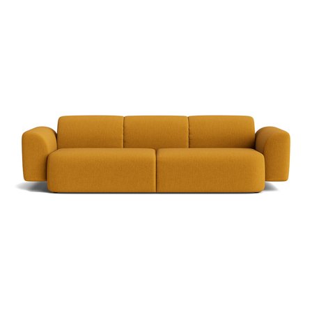 Boston Gul 3-personers Sofa 290x102x76cm - Komfortabel Stue Sofa med Massivt Træ & PU Skum - Slidstærk 3 Personers Sofa i Gul