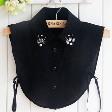 Blusekrage, Modell 10, Svart, Løse krager for under genseren din Svart & Svart