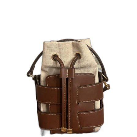 Brun och beige axelväska med snörning