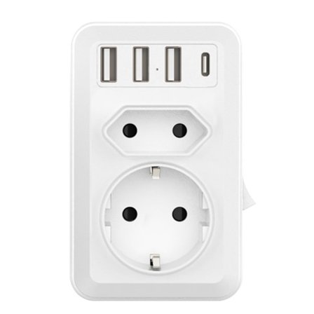 Sovitin USA Saksa pistokkeella 3USB 1USB C, USA sovitinpistokkeella 2AC, matkasovitin tyyppi B pistokkeella sovitin Kanadalle Thaimaalle Meksikoon 