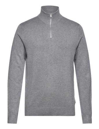 Half Zip Mélange Knit Knitwear Half Zip Pullover Grå Lindbergh*Betinget Tilbud