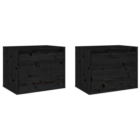 Vidaxl Väggskåp 2 St 45x30x35 Cm Massiv Furu Svart Svart