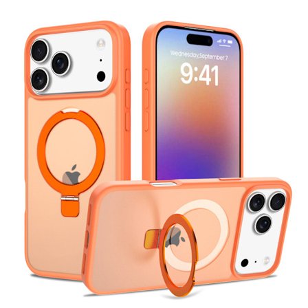 Magnetisk 360 Ring Cover til iPhone 17 Pro 6.3" - Mat Orange MagSafe Kompatibelt Stødsikkert Cover (2025)