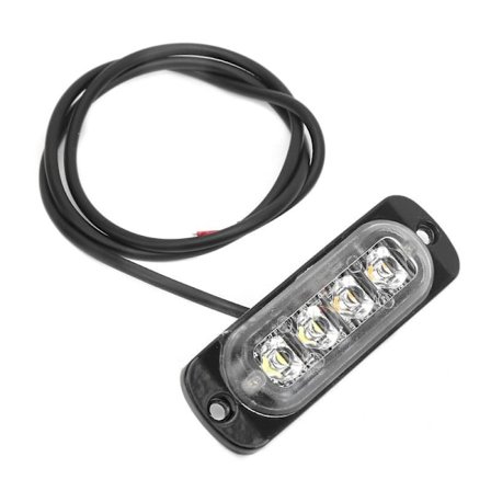 12V 4LED Strobe-valo Keltainen Valkoinen Varoitusvalo IPX-4 Vedenpitävä autoille, moottoripyörille ja kuorma-autoille