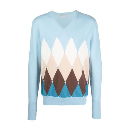 Ballantyne V-neck Strik Blå, Herre Strik