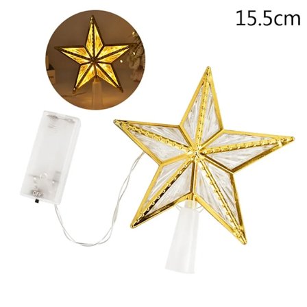 Jul Træ LED Top Stjerne Lys Femspidset Stjerne Lampe Batteri Forsynet Glødende Jule pynt