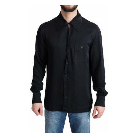 Dolce & Gabbana, Casual Button Down Shirt Zwart, Heren, Maat:XS
