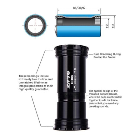 ZTTO BB86-24 Press-Fit Gänglås Vevlager 24mm Cykel Vevlager Aluminiumlegering Cykel