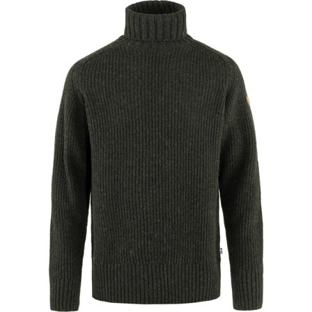 Fjällräven Herr's Övik Roller Neck Sweater in Dark Olive | Size: Large, G-1000/Ull