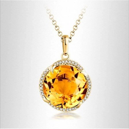 Damhalsband - Koppar - Hänge med Zirkon - Smyckespresentförpackning - Gul