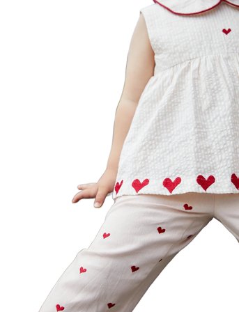 Copenhagen Colors Seersucker Ss Blouse W. Hearts - Blue - 122