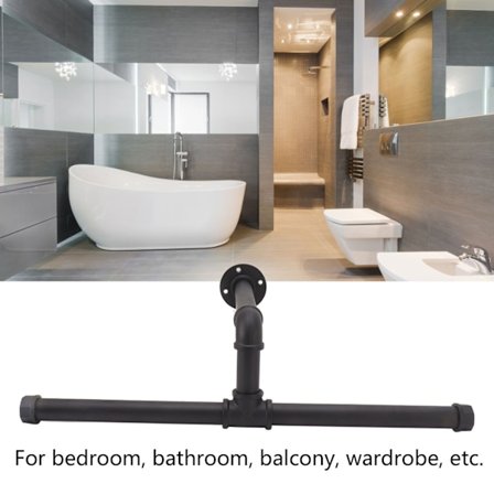 Veggmontert klesstativ flytende jernrør kåpehatt stativ multifunksjonelt klesheng svart