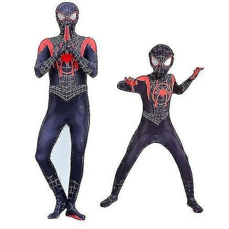 IC Spider-Man Into The Spider-Verse Kostym Miles Morales Cosplay Vuxen CNMR svart 170cm mask 180cm