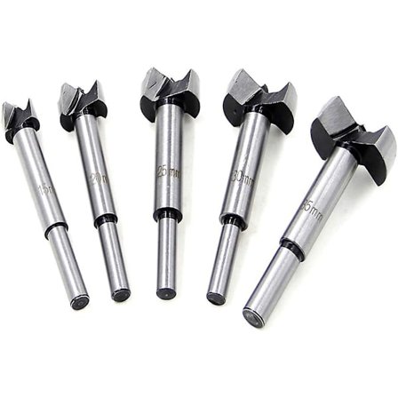Sæt med bor 15-35mm 5stk, hårdmetal træbor i højhastigheds stål flad vinge hængsel hulboring Cementeret hårdmetal kulstof modboring bor med