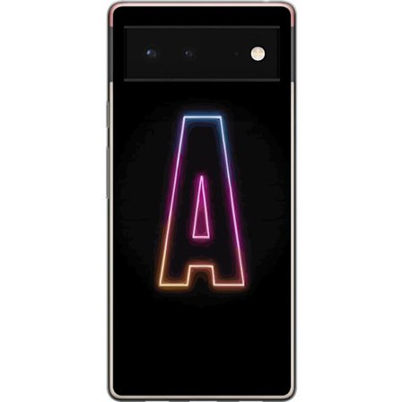 Kompatibel Mobilcover til Google Google Pixel 6 Minimalistisk neonbogstav A i regnbuefarvet lys mod sort baggrund i moderne typografisk stil