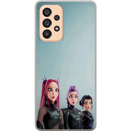Kompatibelt Mobildeksel til Samsung Samsung Galaxy A53 5G Tre animerte kvinner med fargerikt hår i futuristisk stil og overraskede uttrykk