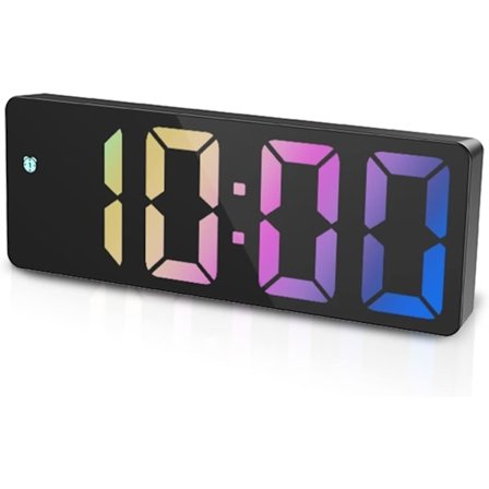 Digital vekkerklokke, elektronisk bordklokke med temperaturvisning, justerbar lysstyrke, stemmekontroll, 12/24H