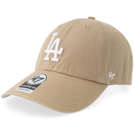 47 Brand - MLB Beige unconstructed Keps - Los Angeles Dodgers Ballpark Clean Up Khaki Dad Cap @ Hatstore
