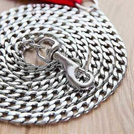 Anti-bit hundkoppel järnkedja hundkoppel plus skum anti-skärande små, medelstora och stora hundar kedja metall hundkedja_Supergåva Svart