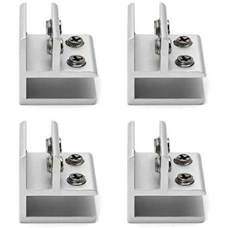 Sett med 4 90 graders glassklemmer, justerbare glassklemmestøtter kompatible med 8 til 12 mm tykke hyller