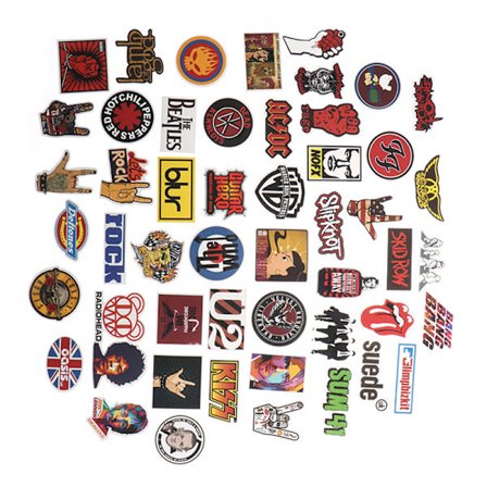 50 kpl Rock Band -tarra Graffiti-kitara Läppäri Skeittilauta Matkalaukku