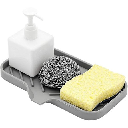 Silikone Svampeholder - Køkkenvask Organizer Caddy - Opbevaringsskuffe Til Opvaskesvamp,
