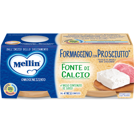 Mellin Baby Omogeneizzato Formaggio Prosciutto 4M+ 2x80g