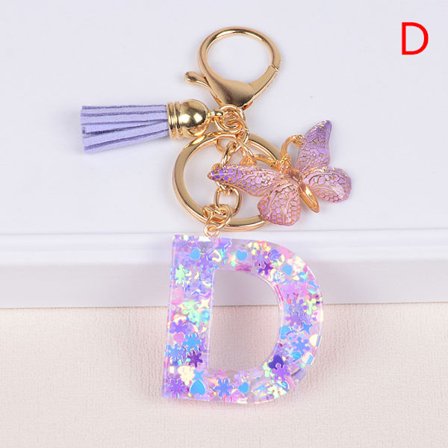 pc AZ bogstaver nøglering til kvinder kvast sommerfugl vedhæng Ini