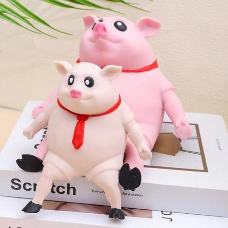 Squishy Toy Pink Pig Decompression Toy Rødt skjerf Inspirerende grisdekorasjon Simuleringsgris - Perfet 15*12