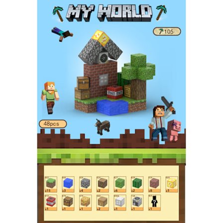 Minecraft Byggeklosser, Magnetiske Byggeklosser Leke - Skjult Hus 48 klosser, 1 figur