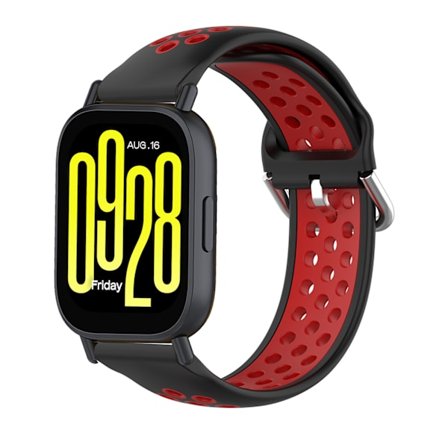 Ranneke Xiaomi Redmi Watch 5 Active/watch 5 Lite 22mm:lle, kaksivärinen hengittävä silikoniranneke (musta punainen)