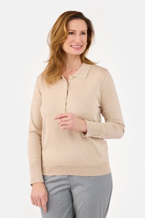 BRANDTEX - Strik Polo - Beige - Perleknapper