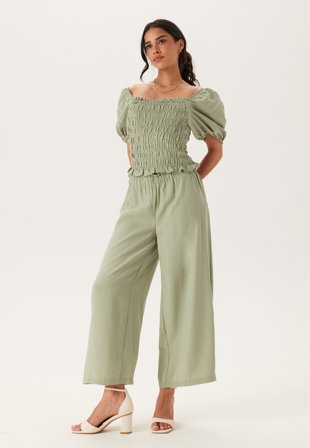 BUBBLEROOM Wide Ankle Modal Trousers Green M