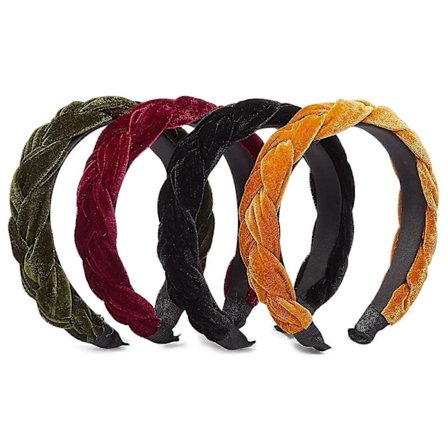 Velour Hårbøjler til Kvinder, Polstrede Flettede Hår Accessories (4 Farver, 4 Pak)