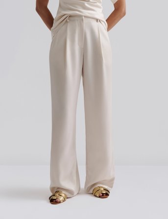 Malina Sarah Elastic Waist Satin Pants - Yellow - L