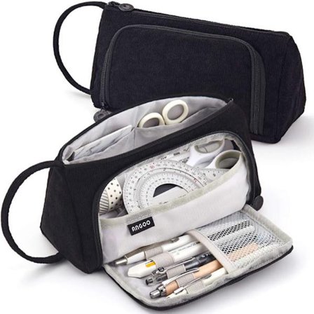 Pencilkasse med stor kapacitet, stor pencilpose i fløjl, bærbar penpose, opbevaringsboks med lynlås, kosmetiktaske til kvinder, makeuptaske til 