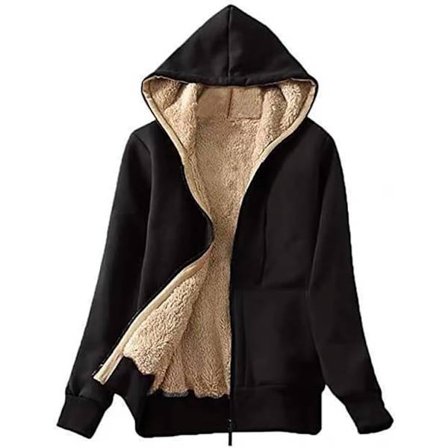 Damer Casual Vinter Varm Tjock Sherpa Fleece Jacka Full Zip Up Hoodie Sweatshirt för Kvinnor...