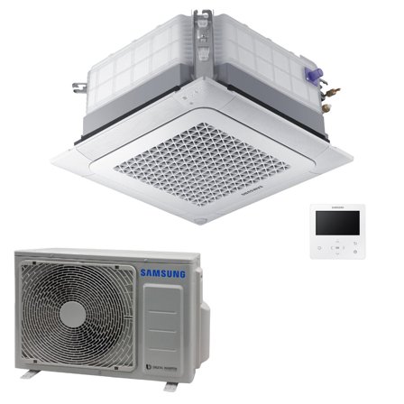 Condizionatore Samsung Cassetta 4 Vie Mini WindFree commerciale 12000 BTU inverter A++ unità esterna 3,5 kW