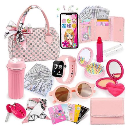 31 osaa Pienten tyttöjen leikkilaukku-setti teeskentelymeikeillä - Muotikosmetiikkaleluja, ihanteellinen roolileikkeihin ja syntymäpäivälahjoihin (Fww