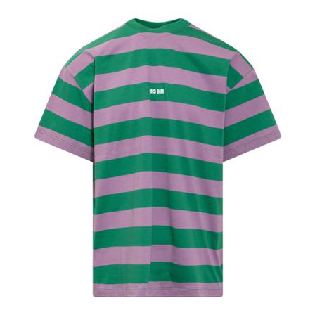 Msgm, T-shirt Groen, Heren, Maat:L,gestreept