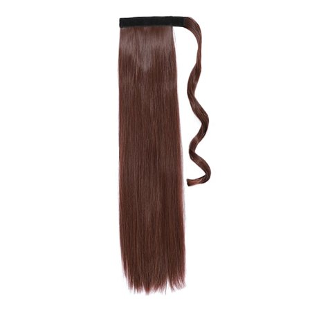 Syntetiskt hår 18/24 tum långt rak hästsvans omlott hästsvansklämma i hårförlängningar Svart hårstycke Huvudbonader