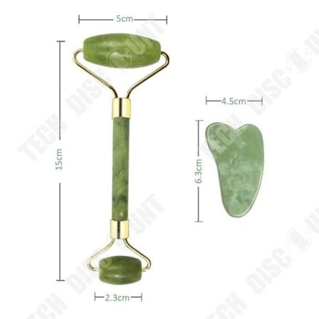 skönhet - välbefinnande LUNAVO Ansiktsvårdsverktyg - Jade Stone - Rullar och GuaSha Set - Anti-aging - Upplyftande - Fuktig Hy