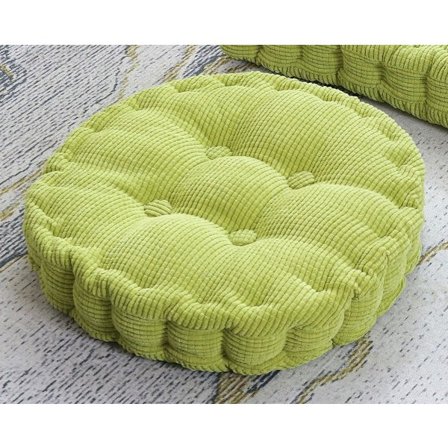 2 st golvkuddar, fyrkantig och rund meditationskudde, manchestertyg sittkudde, dekorativ stolskudde (15,8×15,8 tum ×40 cm, grön, rund)