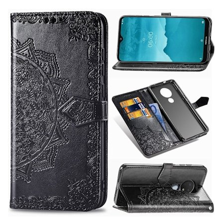 Mandala läder Nokia 6.2 / Nokia 7.2 fodral - Svart