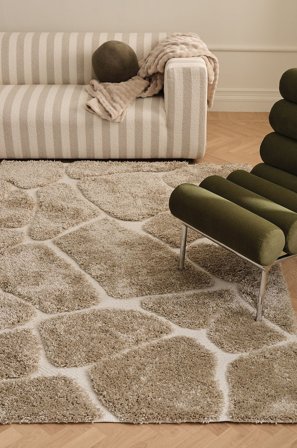 &Home - Ryijymatto Alba Stone - Beige - Nukka- & ryijymatot - 160X230 - - Homeroom