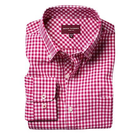 Brook Taverner Herr Montana Gingham Långärmad Skjorta 17 UK Röd