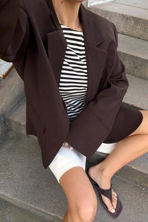 NA-KD Oversized blazer - Figursydd kavaj - Brun - EU 36